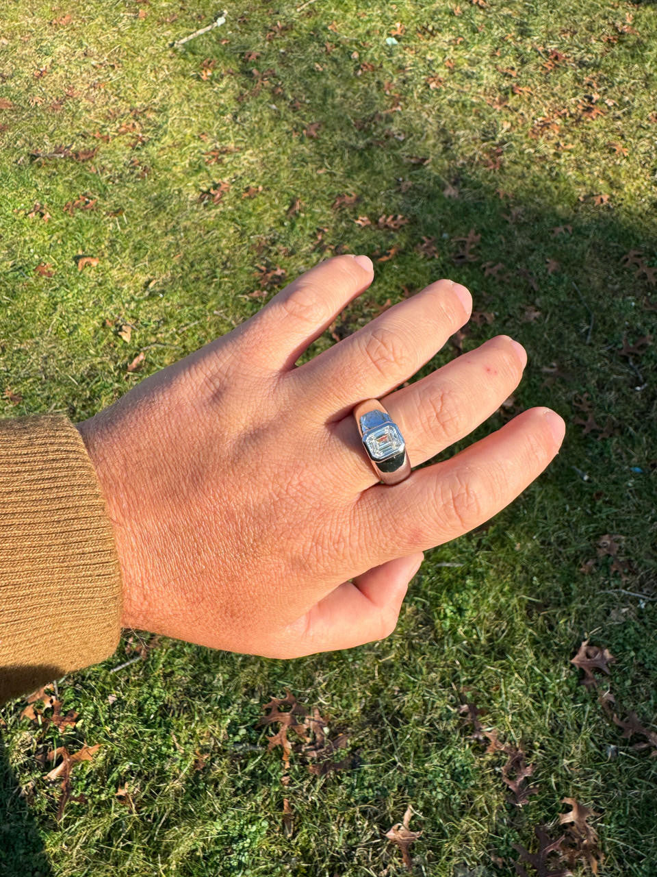 MOISSANITE Classic Big Rock Emerald Cut Ring - 925 Silver