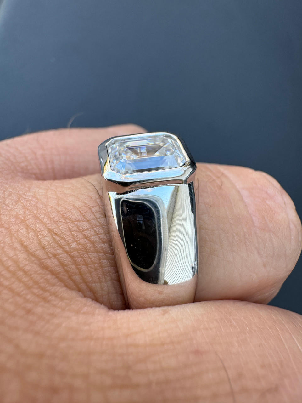 MOISSANITE Classic Big Rock Emerald Cut Ring - 925 Silver