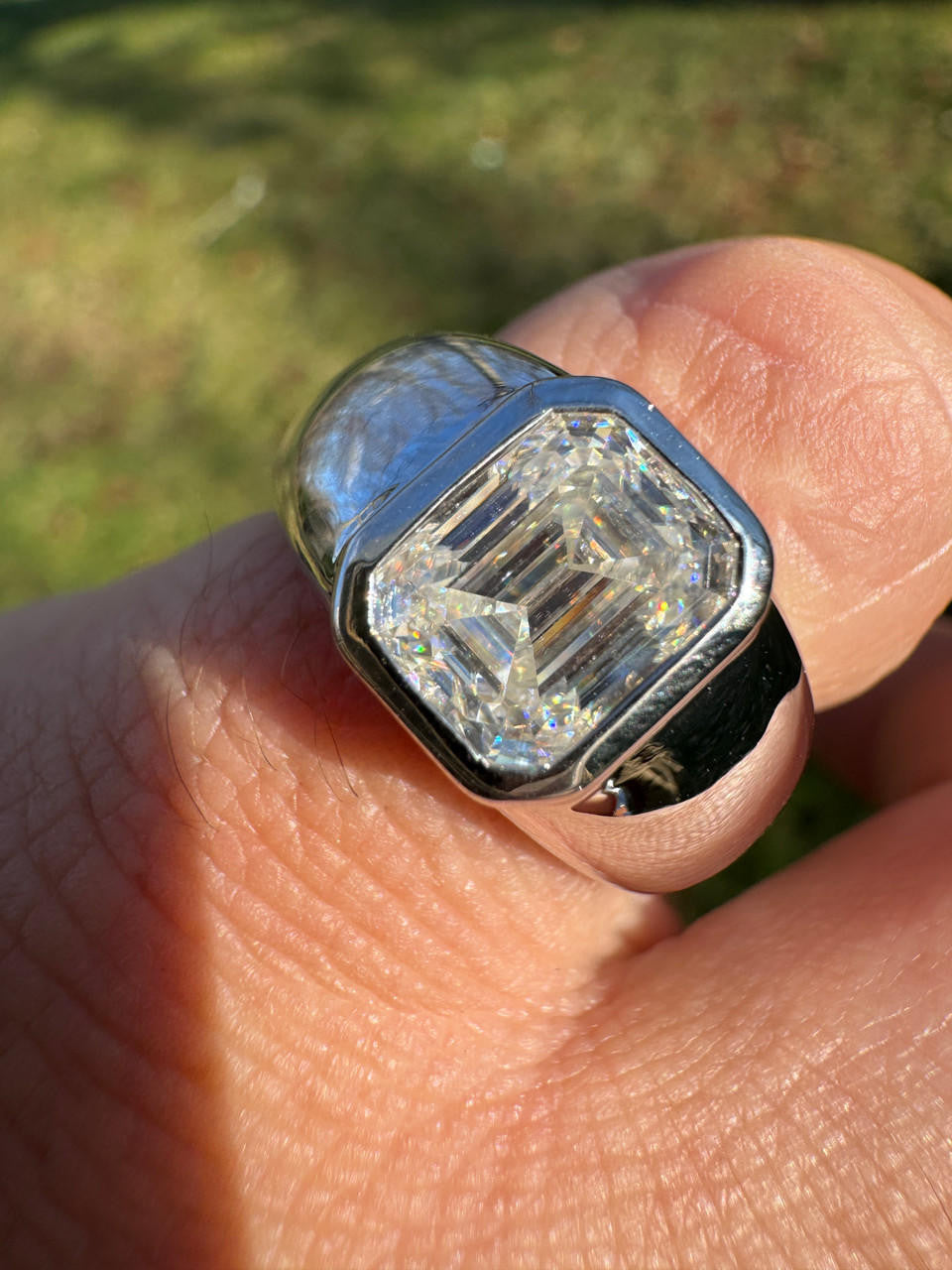 MOISSANITE Classic Big Rock Emerald Cut Ring - 925 Silver