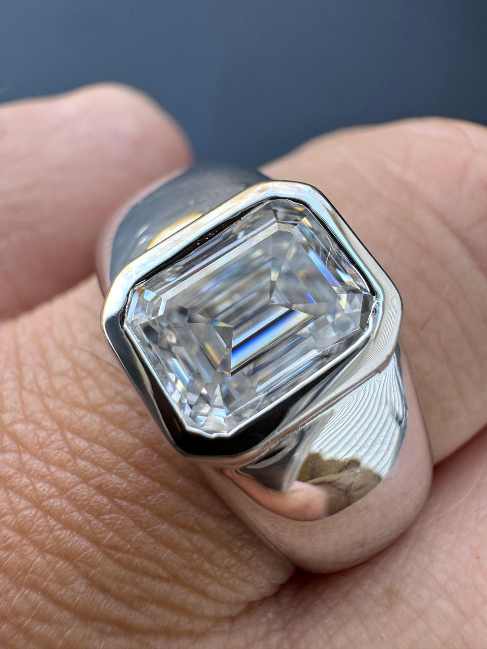 MOISSANITE Classic Big Rock Emerald Cut Ring - 925 Silver