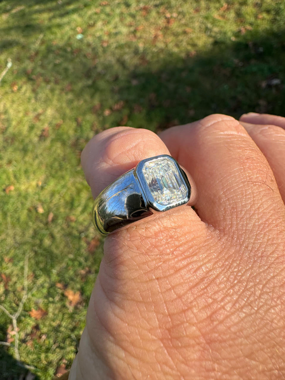 MOISSANITE Classic Big Rock Emerald Cut Ring - 925 Silver
