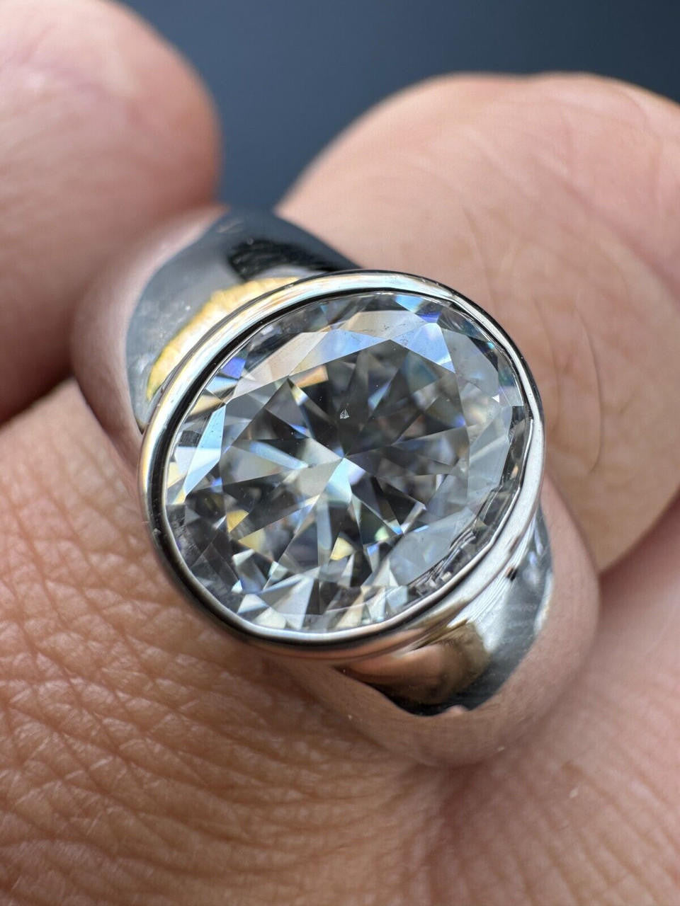 MOISSANITE Classic Big Rock Oval Cut Ring - 925 Silver