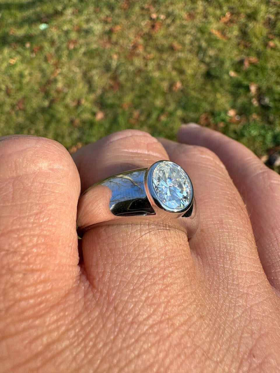 MOISSANITE Classic Big Rock Oval Cut Ring - 925 Silver