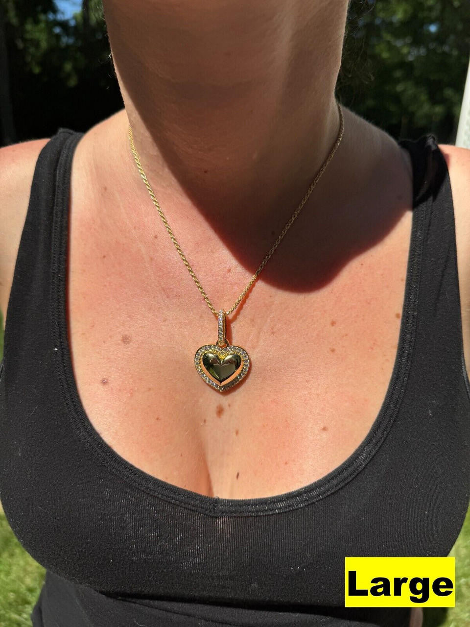 MOISSANITE 3D Puffed Heart Shaped Pendant - 14k Gold Vermeil 925 Silver - 3 Sizes 0.75"-1.5"