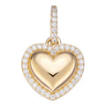 MOISSANITE 3D Puffed Heart Shaped Pendant - 14k Gold Vermeil 925 Silver - 3 Sizes 0.75"-1.5"