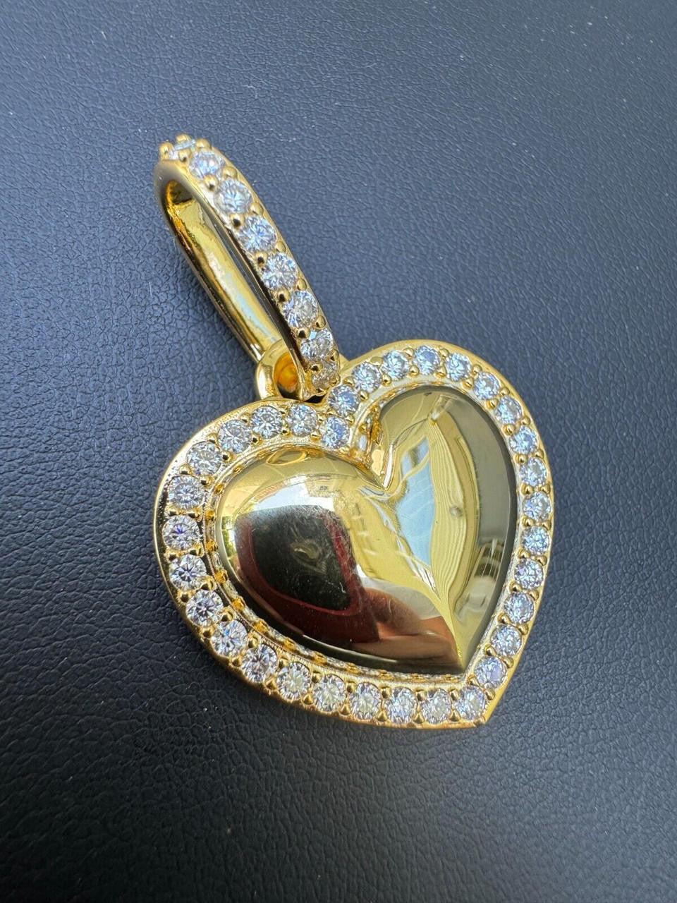 MOISSANITE 3D Puffed Heart Shaped Pendant - 14k Gold Vermeil 925 Silver - 3 Sizes 0.75"-1.5"