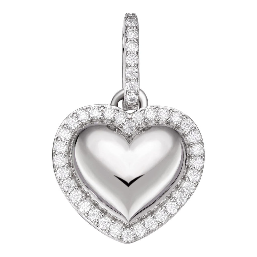 MOISSANITE 3D Puffed Heart Shaped Pendant - 925 Silver - 3 Sizes 0.75"-1.5"