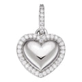 MOISSANITE 3D Puffed Heart Shaped Pendant - 925 Silver - 3 Sizes 0.75"-1.5"