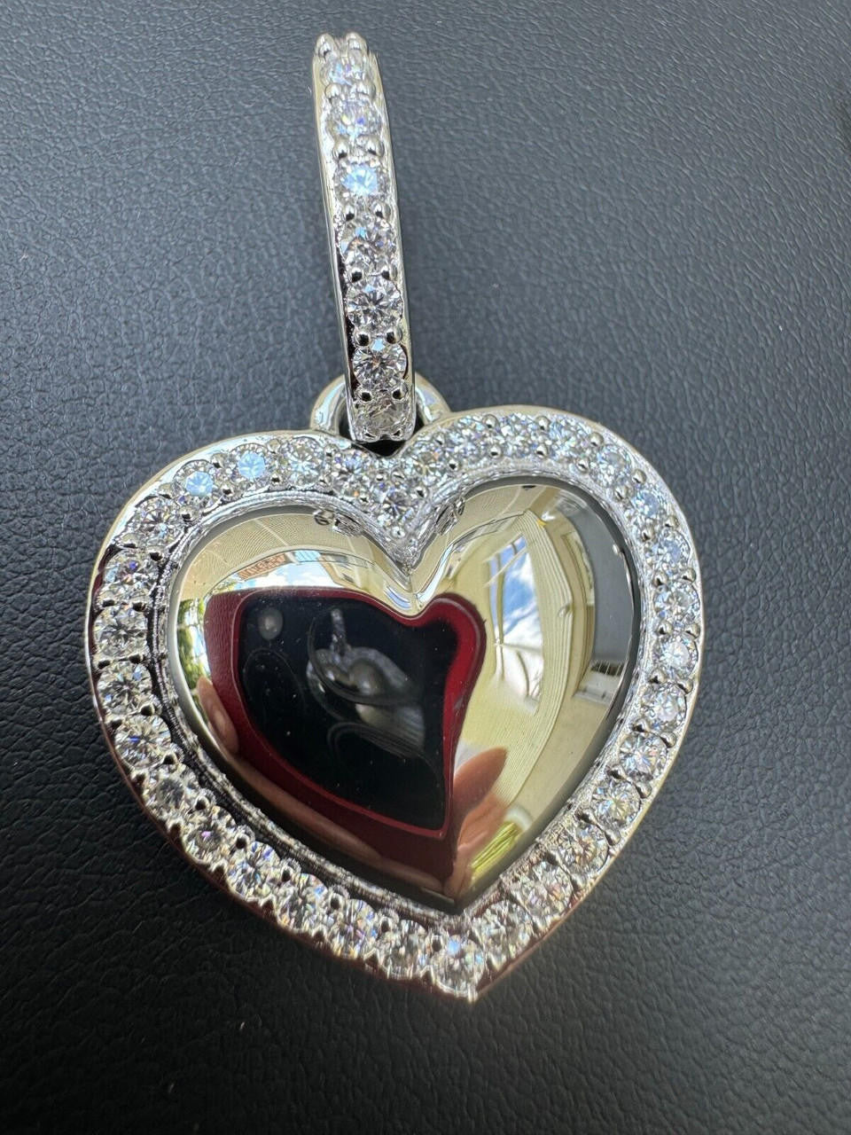 MOISSANITE 3D Puffed Heart Shaped Pendant - 925 Silver - 3 Sizes 0.75"-1.5"
