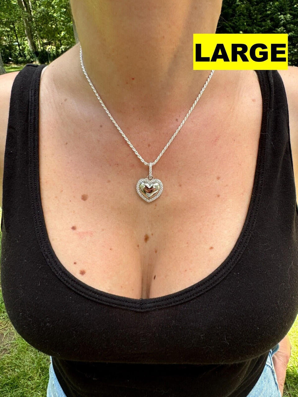 MOISSANITE 3D Puffed Heart Shaped Pendant - 925 Silver - 3 Sizes 0.75"-1.5"