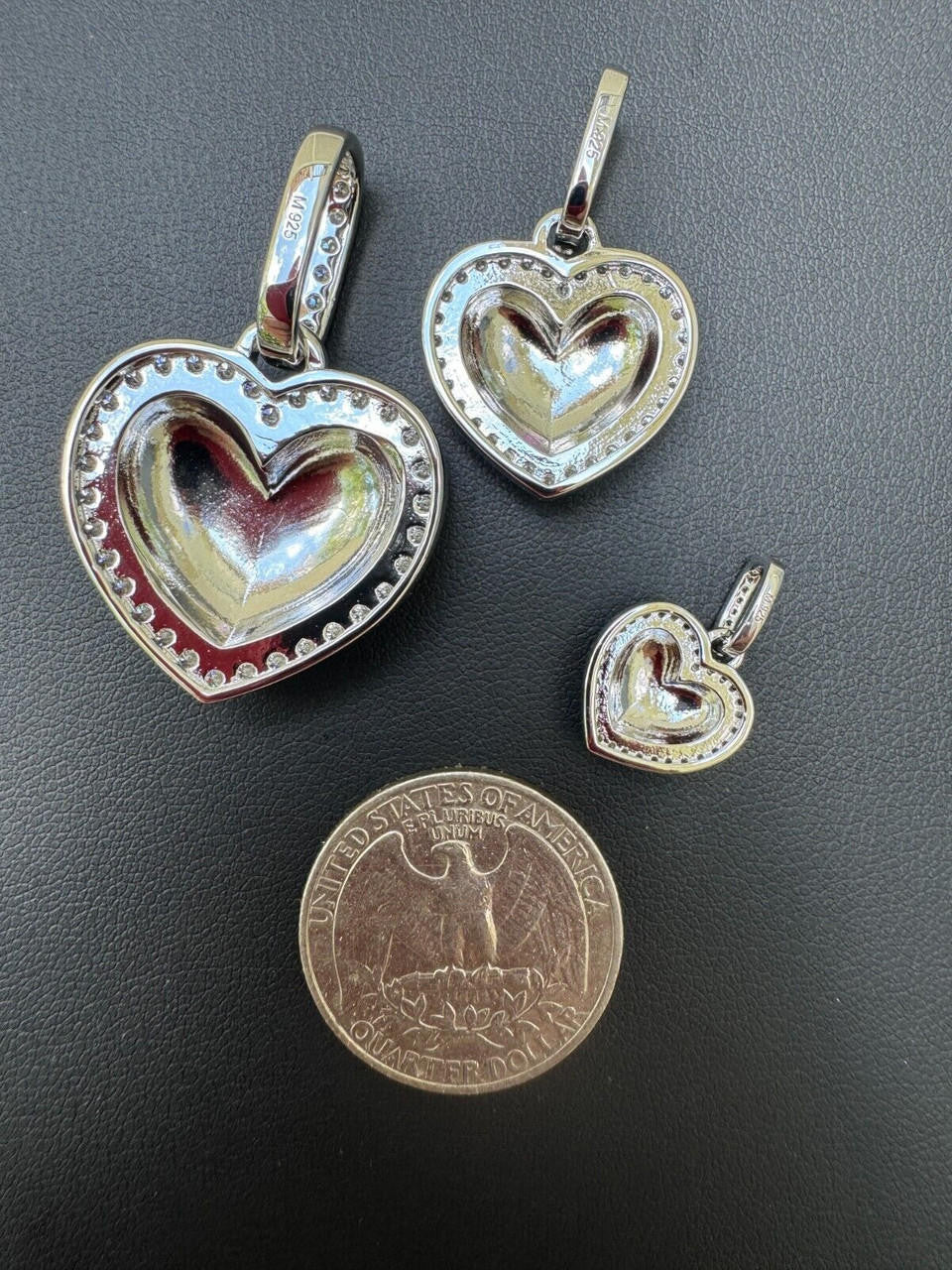 MOISSANITE 3D Puffed Heart Shaped Pendant - 925 Silver - 3 Sizes 0.75"-1.5"