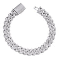 3D Miami Cuban Link Prong Bracelet Iced Out - 925 Silver - 10mm-14mm - 7-9"