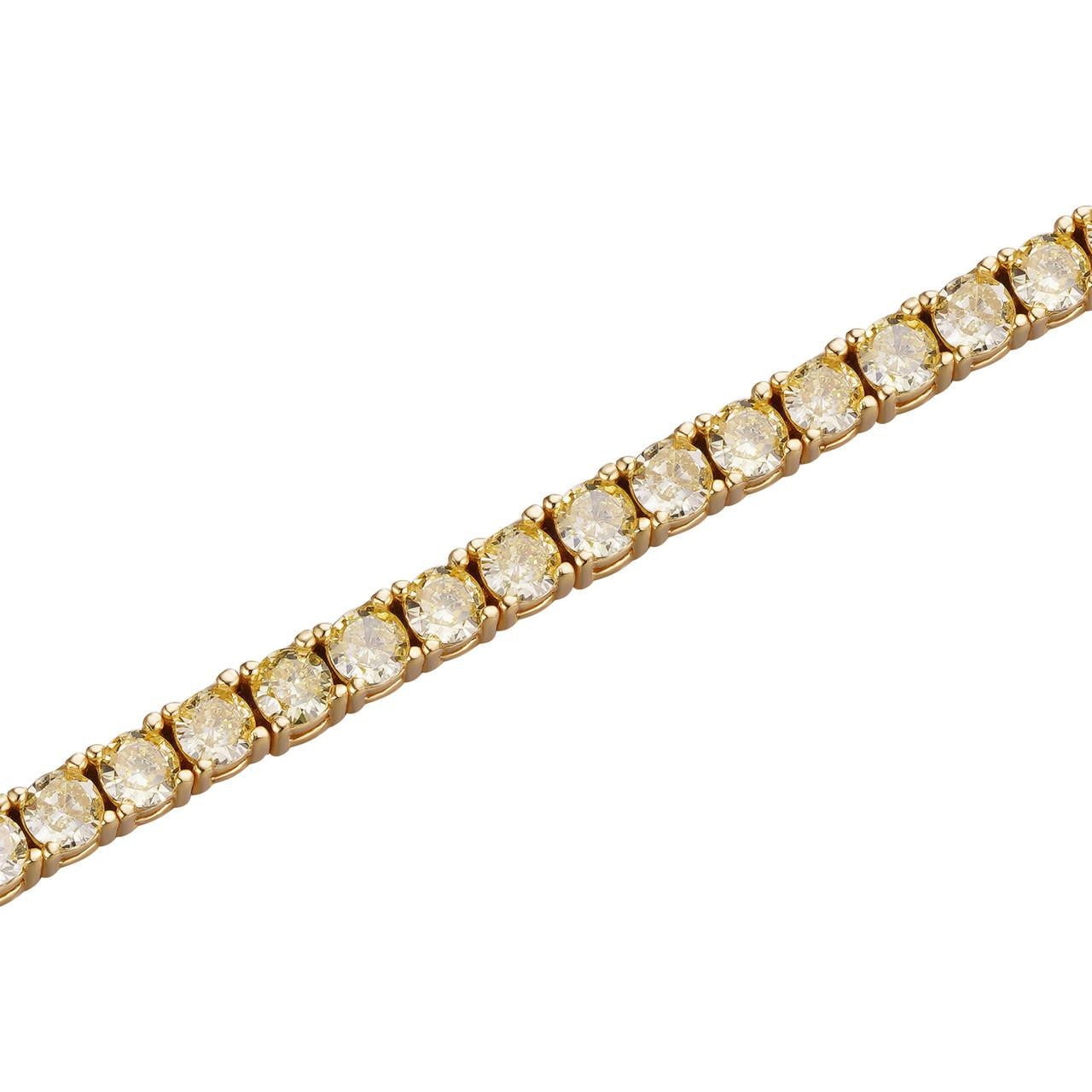 3mm Canary Yellow CZ Tennis Bracelet Real 925 Sterling Silver 14k Gold Plated