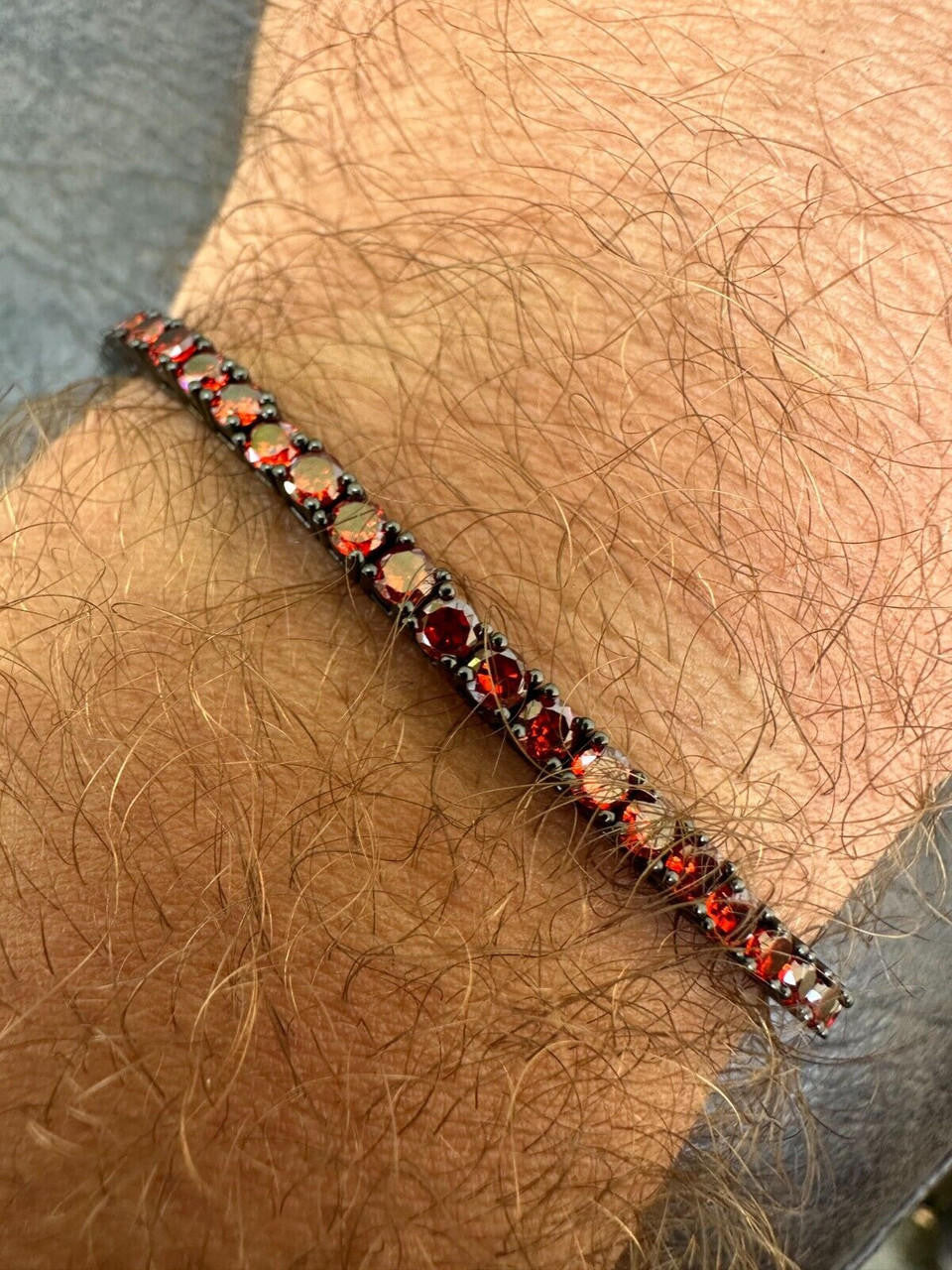 3mm Deep Red CZ Tennis Bracelet Real Iced 925 Sterling Silver Mens Ladies 6-8.5"