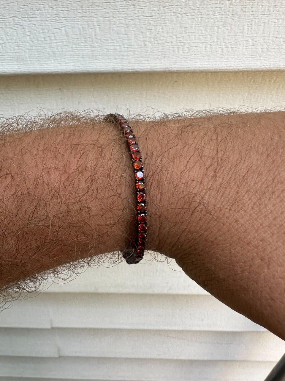 3mm Deep Red CZ Tennis Bracelet Real Iced 925 Sterling Silver Mens Ladies 6-8.5"