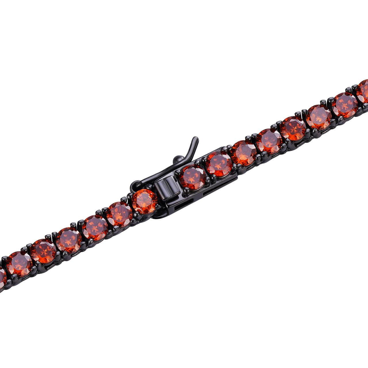 3mm Deep Red CZ Tennis Bracelet Real Iced 925 Sterling Silver Mens Ladies 6-8.5"