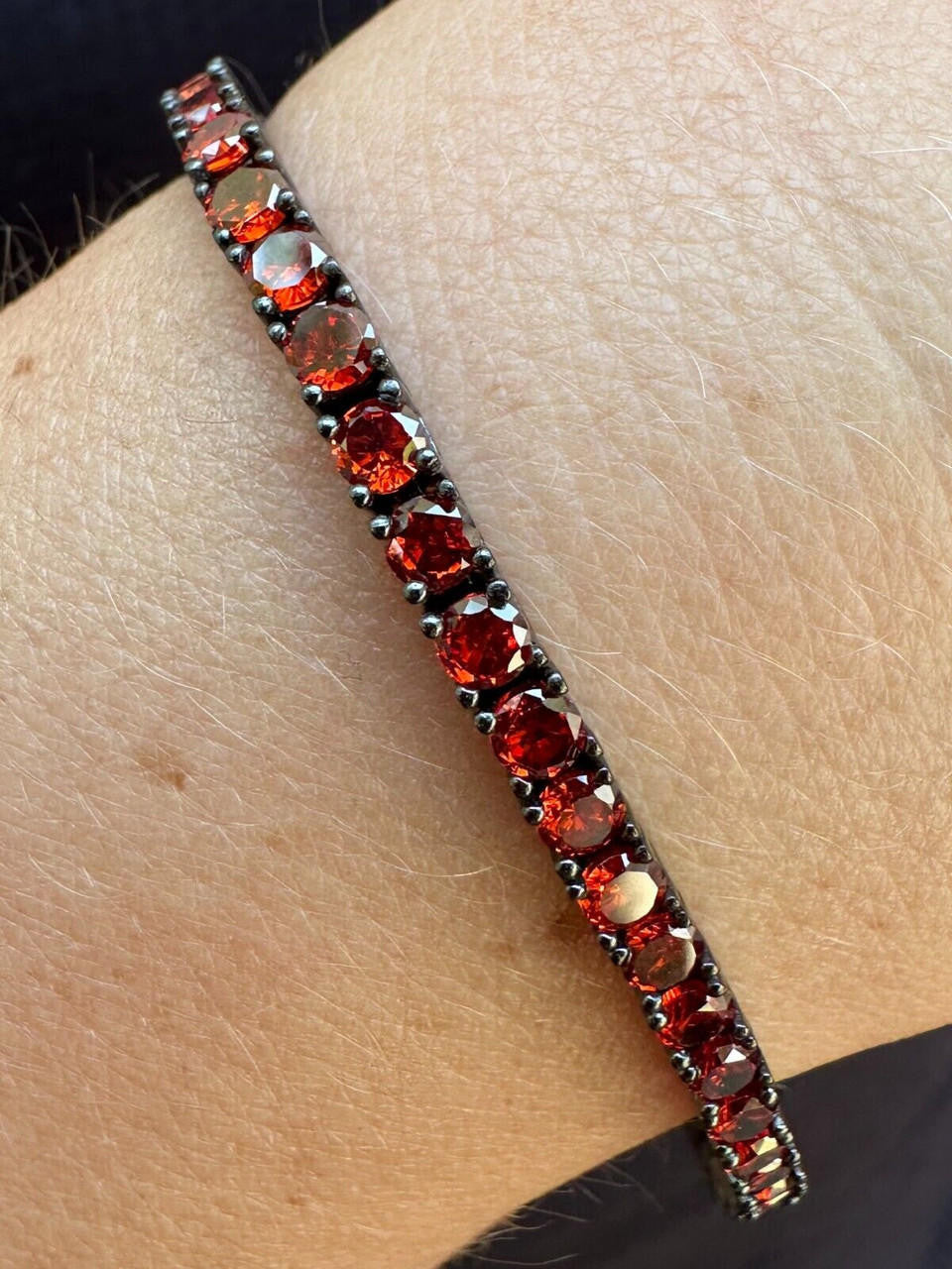 3mm Deep Red CZ Tennis Bracelet Real Iced 925 Sterling Silver Mens Ladies 6-8.5"
