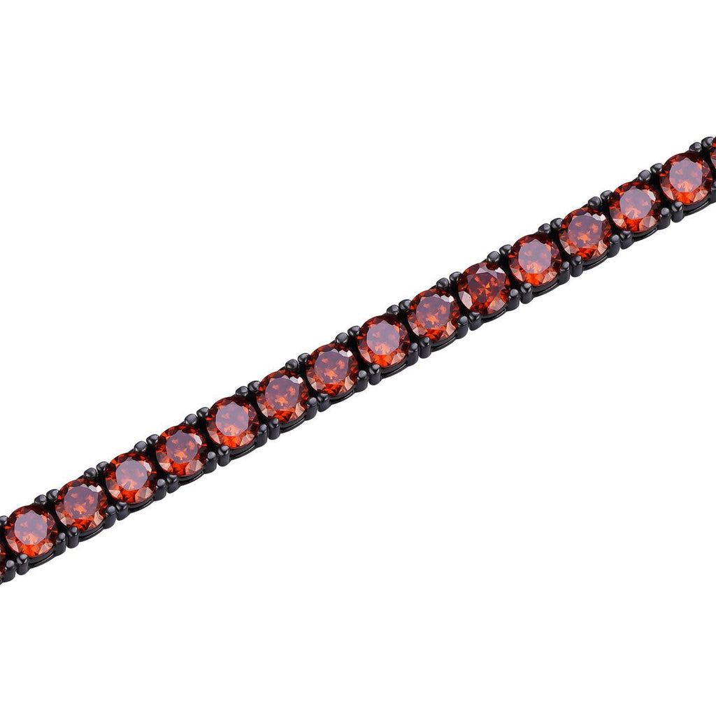 3mm Deep Red CZ Tennis Bracelet Real Iced 925 Sterling Silver Mens Ladies 6-8.5"