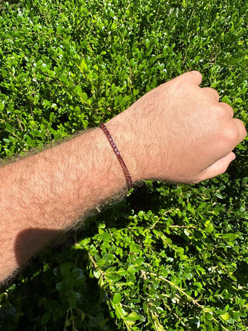3mm Deep Red CZ Tennis Bracelet Real Iced 925 Sterling Silver Mens Ladies 6-8.5"