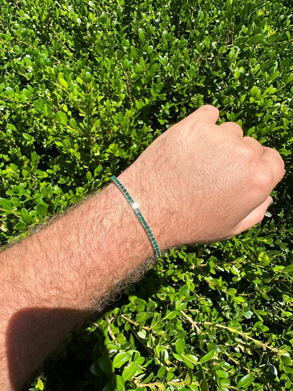 3mm Green CZ Tennis Bracelet Real Iced 925 Sterling Silver Mens Ladies 6-8.5"