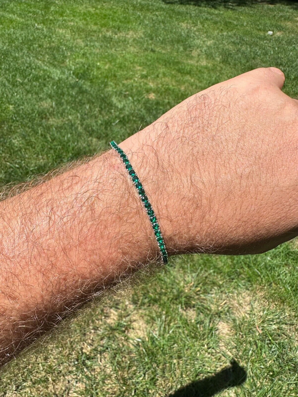 3mm Green CZ Tennis Bracelet Real Iced 925 Sterling Silver Mens Ladies 6-8.5"