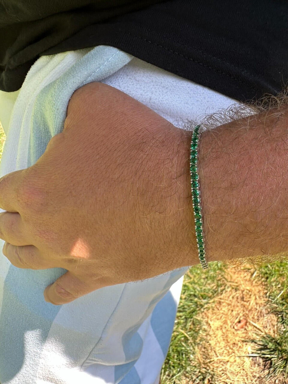 3mm Green CZ Tennis Bracelet Real Iced 925 Sterling Silver Mens Ladies 6-8.5"