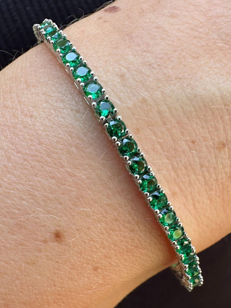 3mm Green CZ Tennis Bracelet Real Iced 925 Sterling Silver Mens Ladies 6-8.5"