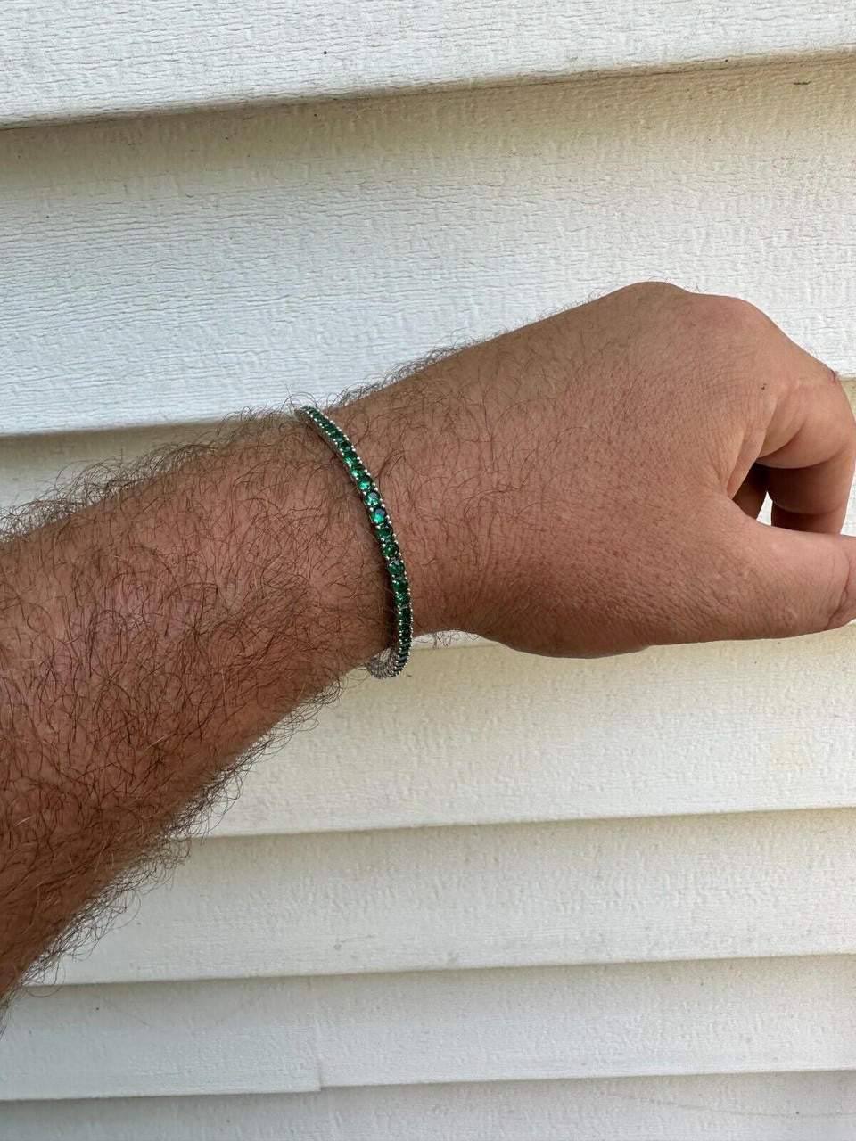 3mm Green CZ Tennis Bracelet Real Iced 925 Sterling Silver Mens Ladies 6-8.5"