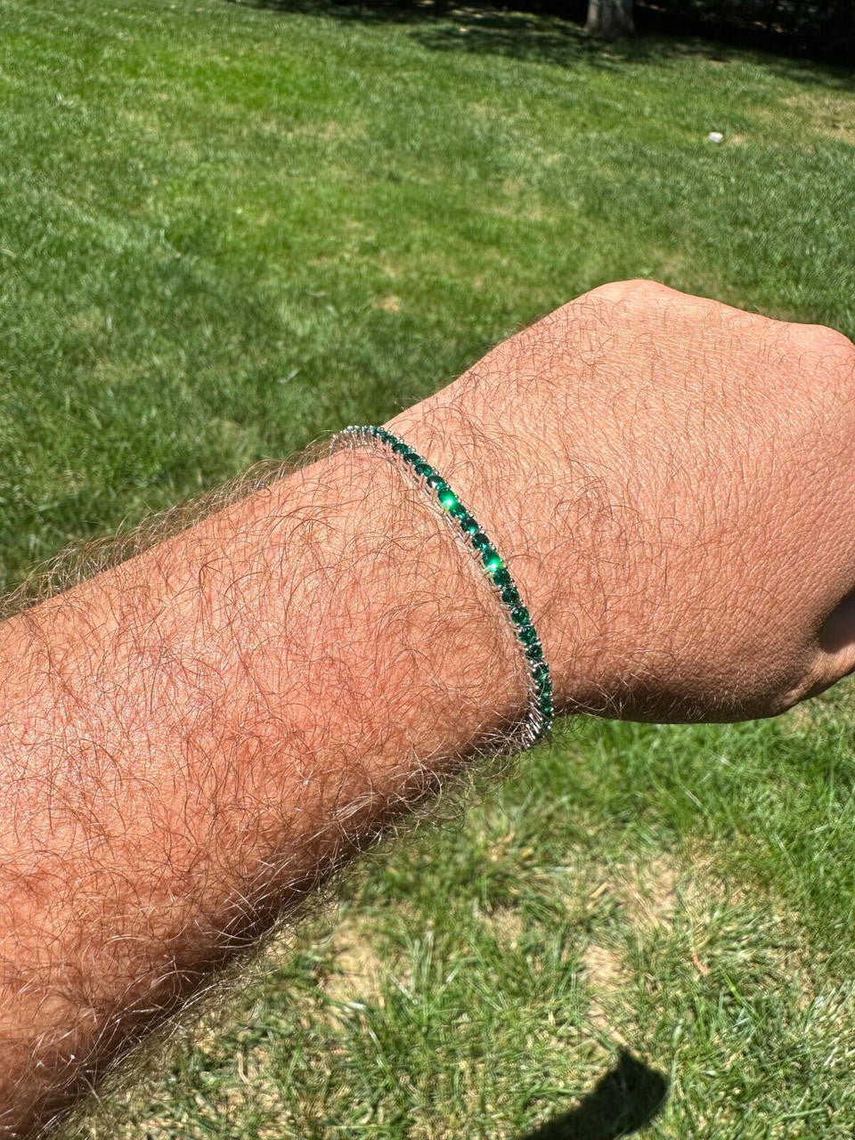 3mm Green CZ Tennis Bracelet Real Iced 925 Sterling Silver Mens Ladies 6-8.5"