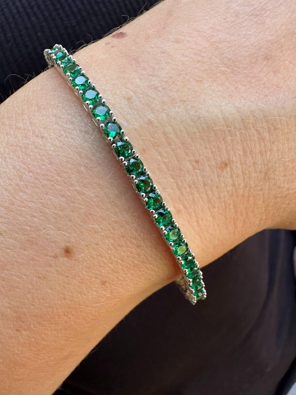 3mm Green CZ Tennis Bracelet Real Iced 925 Sterling Silver Mens Ladies 6-8.5"