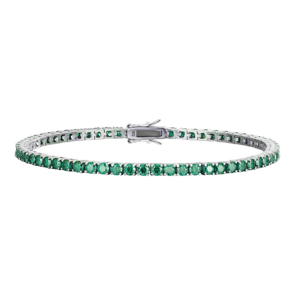 3mm Green CZ Tennis Bracelet Real Iced 925 Sterling Silver Mens Ladies 6-8.5"