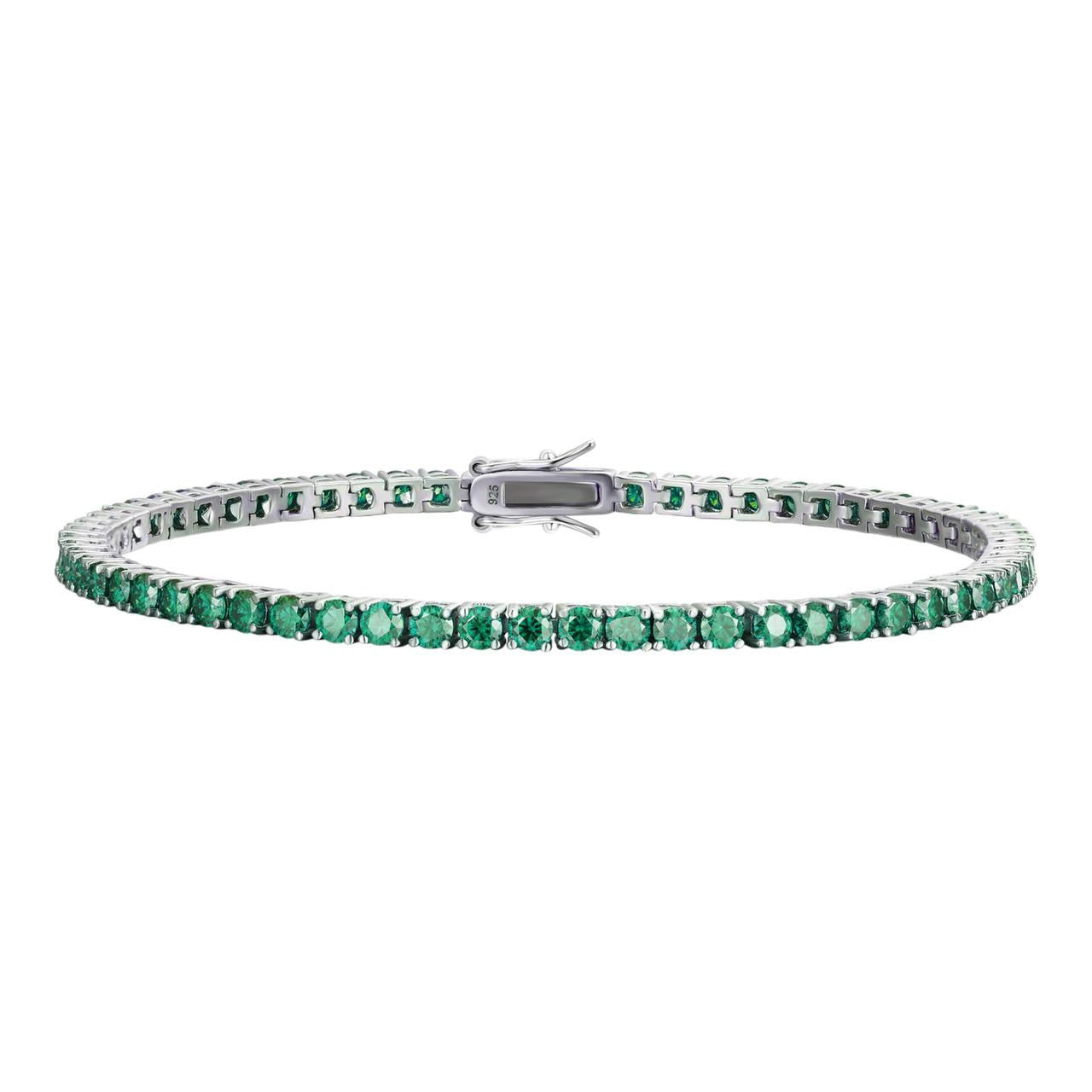 3mm Green CZ Tennis Bracelet Real Iced 925 Sterling Silver Mens Ladies 6-8.5"