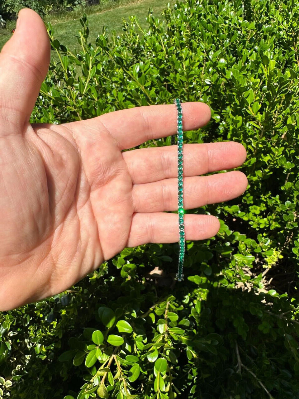 3mm Green CZ Tennis Bracelet Real Iced 925 Sterling Silver Mens Ladies 6-8.5"