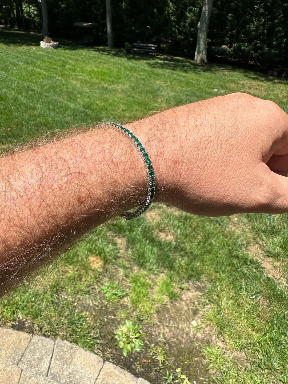 3mm Green CZ Tennis Bracelet Real Iced 925 Sterling Silver Mens Ladies 6-8.5"