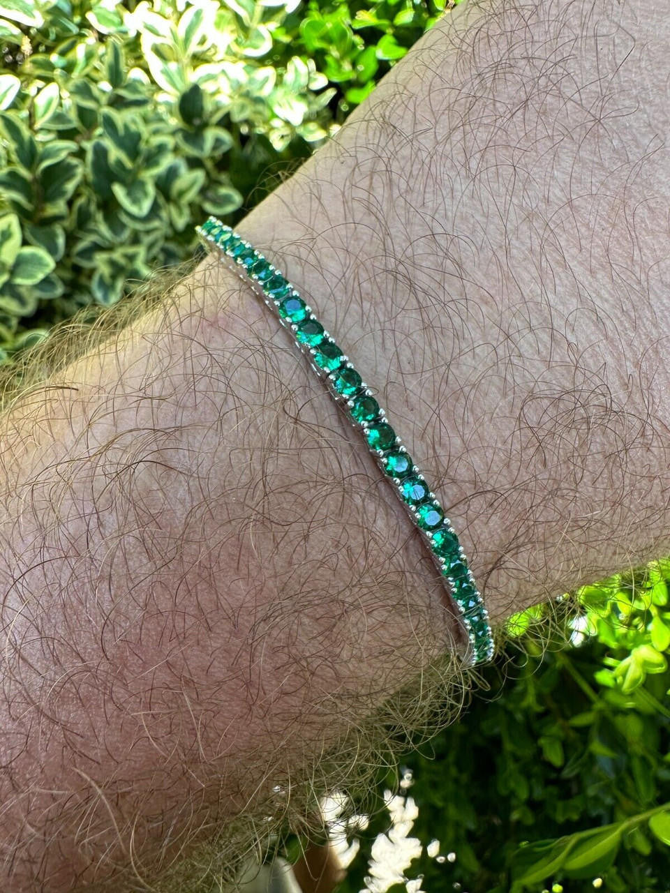 3mm Green CZ Tennis Bracelet Real Iced 925 Sterling Silver Mens Ladies 6-8.5"