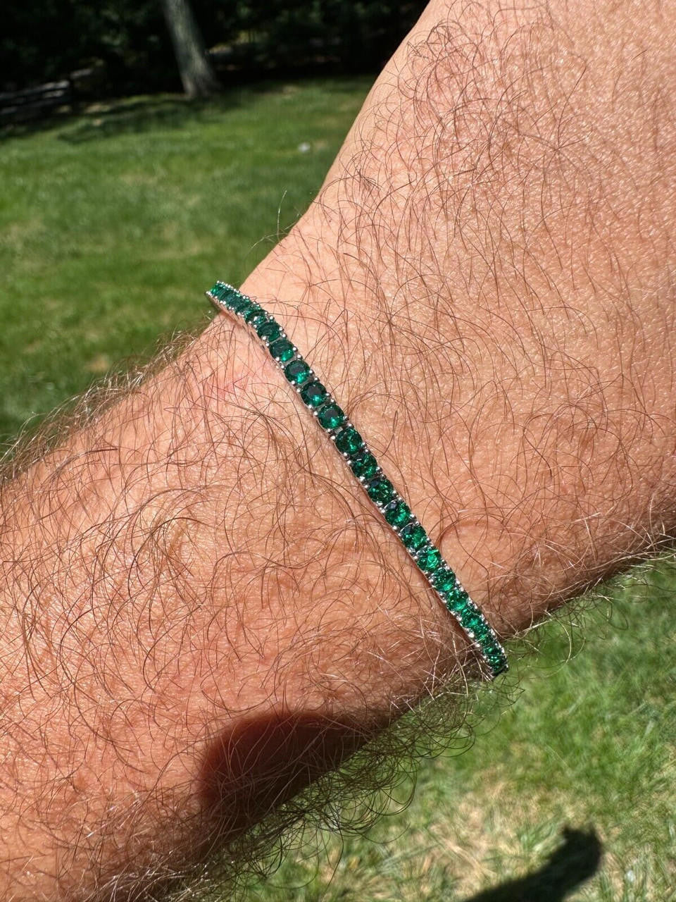 3mm Green CZ Tennis Bracelet Real Iced 925 Sterling Silver Mens Ladies 6-8.5"
