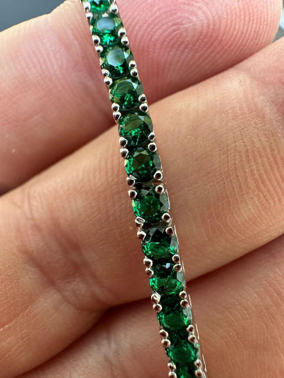 3mm Green CZ Tennis Bracelet Real Iced 925 Sterling Silver Mens Ladies 6-8.5"