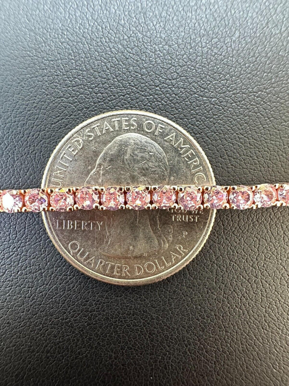3mm Pink CZ Tennis Bracelet Real Iced 925 Sterling Silver 14k Rose Gold Plated
