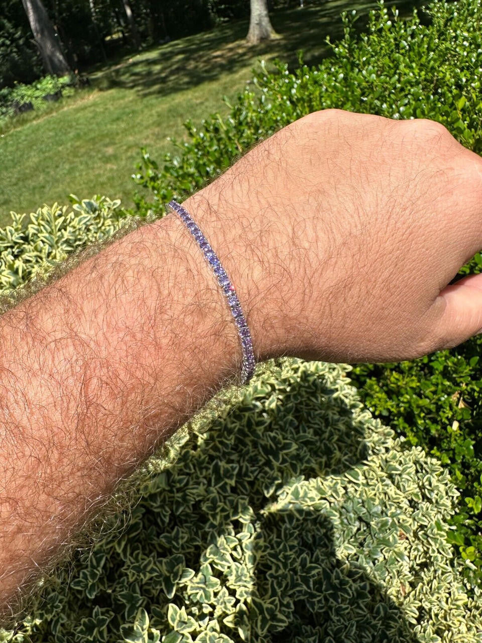 3mm Purple CZ Tennis Bracelet Real Iced 925 Sterling Silver Mens Ladies 6-8.5"