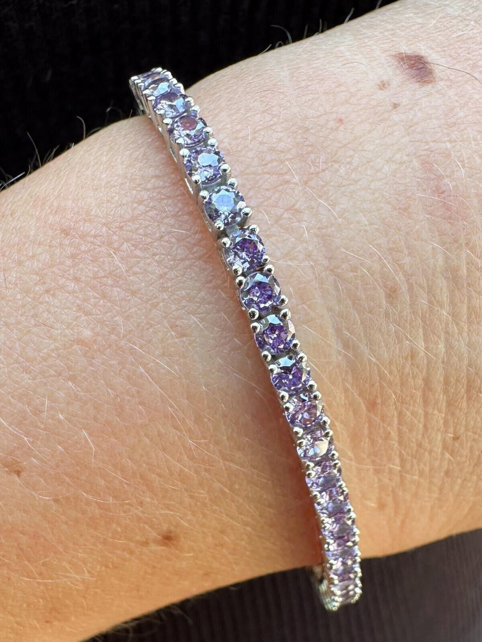 3mm Purple CZ Tennis Bracelet Real Iced 925 Sterling Silver Mens Ladies 6-8.5"