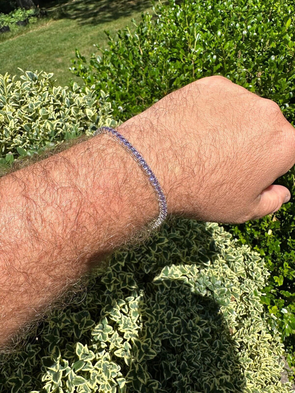 3mm Purple CZ Tennis Bracelet Real Iced 925 Sterling Silver Mens Ladies 6-8.5"