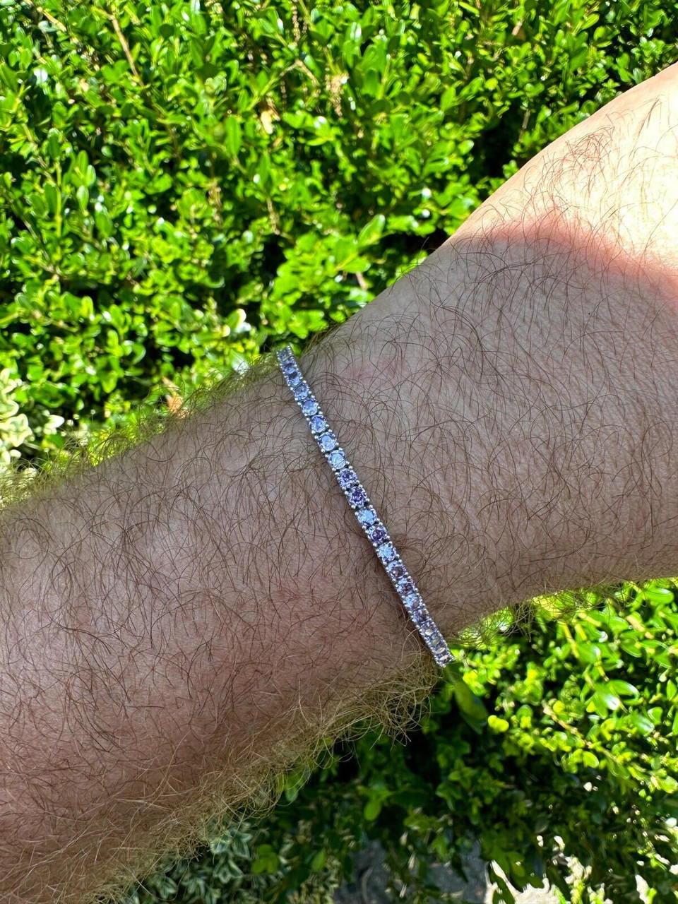 3mm Purple CZ Tennis Bracelet Real Iced 925 Sterling Silver Mens Ladies 6-8.5"