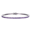 3mm Purple CZ Tennis Bracelet Real Iced 925 Sterling Silver Mens Ladies 6-8.5"