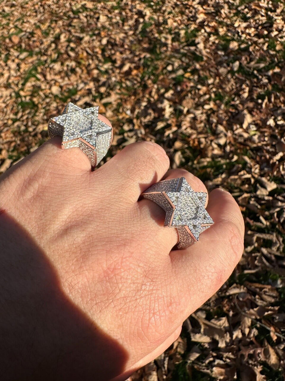 MOISSANITE Star Of David Baguette Iced Out Ring - 925 Silver