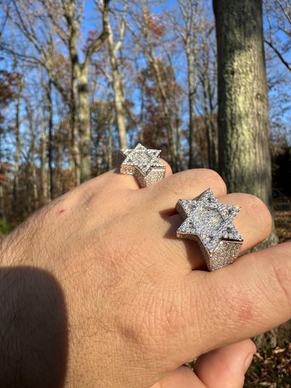 MOISSANITE Star Of David Baguette Iced Out Ring - 925 Silver