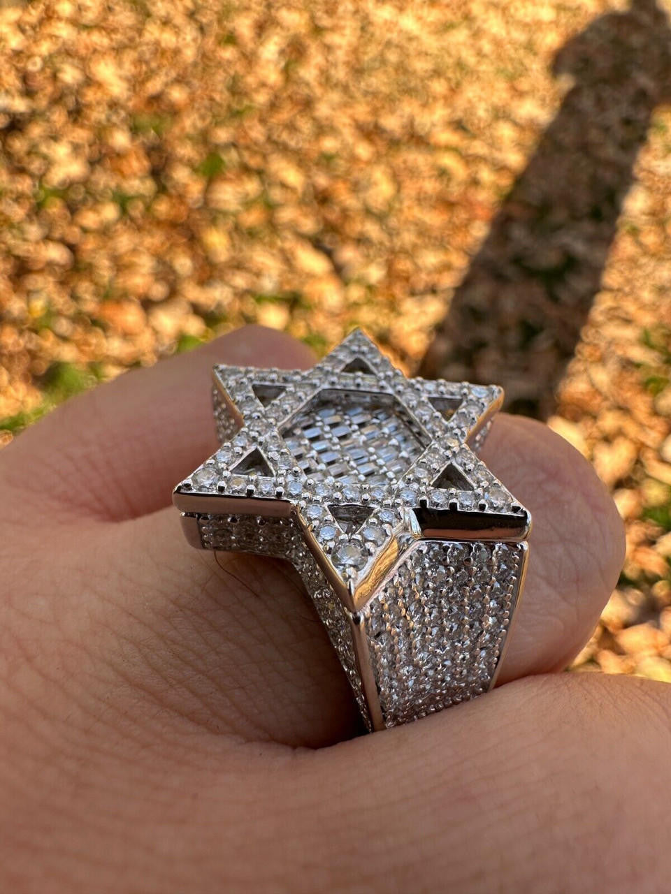 MOISSANITE Star Of David Baguette Iced Out Ring - 925 Silver