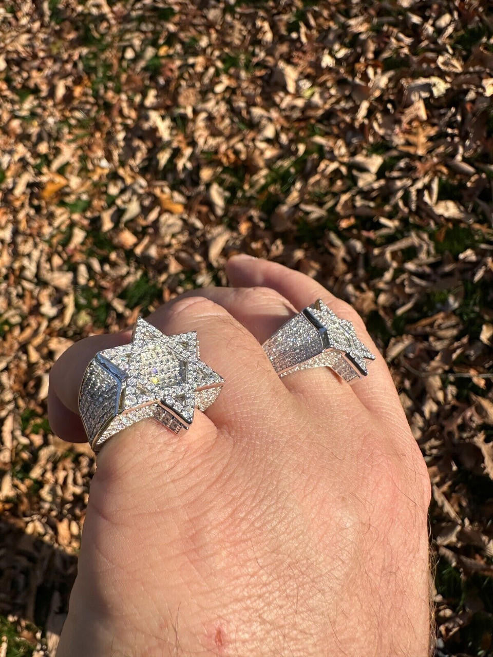 MOISSANITE Star Of David Baguette Iced Out Ring - 925 Silver