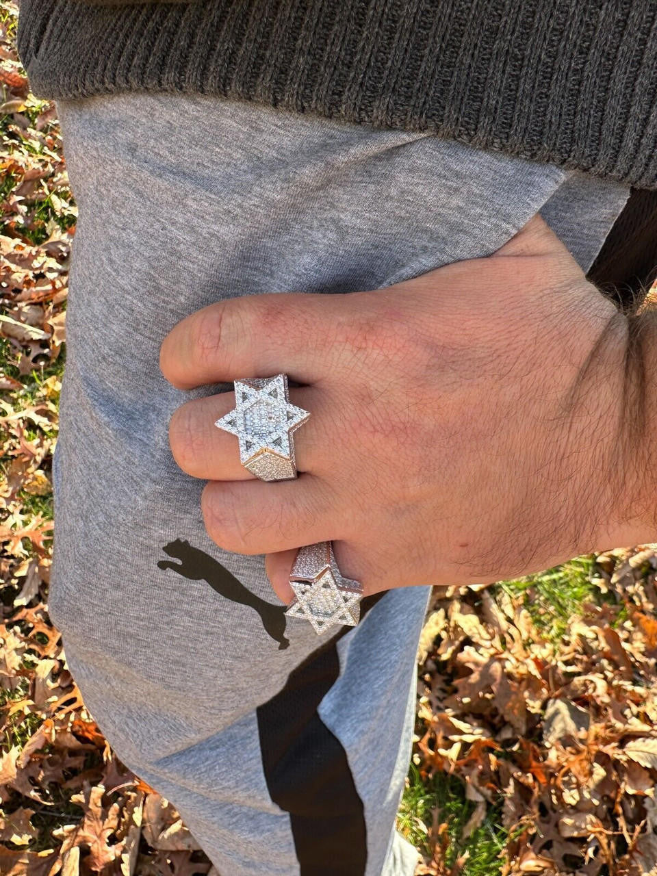 MOISSANITE Star Of David Baguette Iced Out Ring - 925 Silver