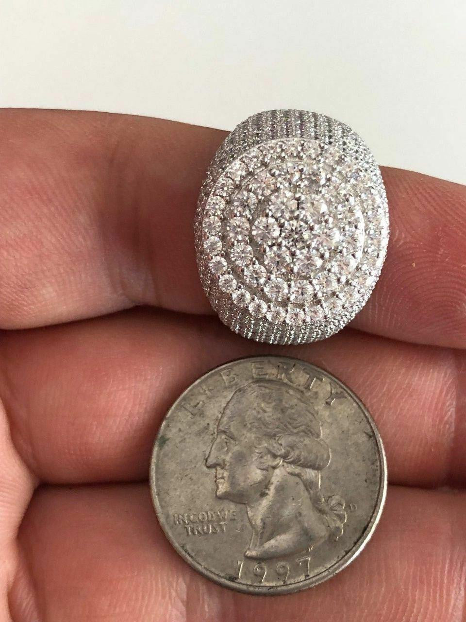 4.68ct Real DIAMOND Round Cluster Iced Out Ring - 14k White Gold