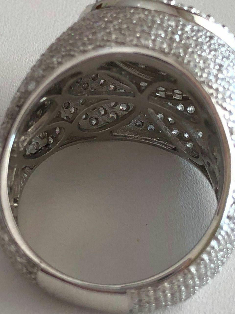 4.68ct Real DIAMOND Round Cluster Iced Out Ring - 14k White Gold